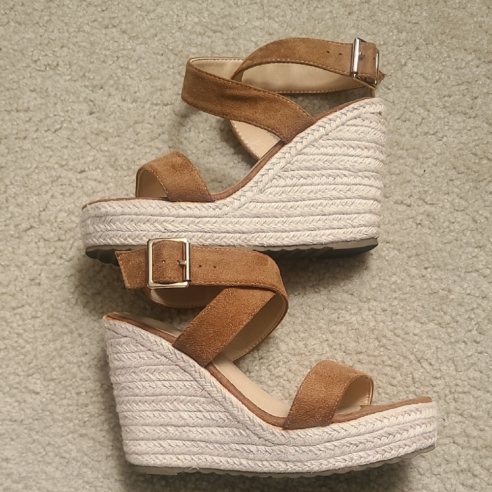 Camel Wedge Sandals